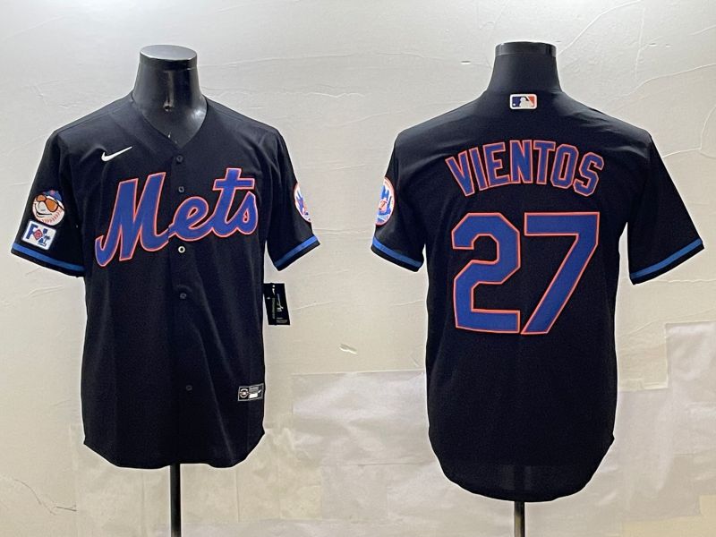 Men New York Mets 27 Vientos Black Game 2025 Nike MLB Jersey style 2